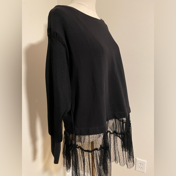 By Anthropologie Black Tulle Layered Sweatshirt - Picture 8 of 10